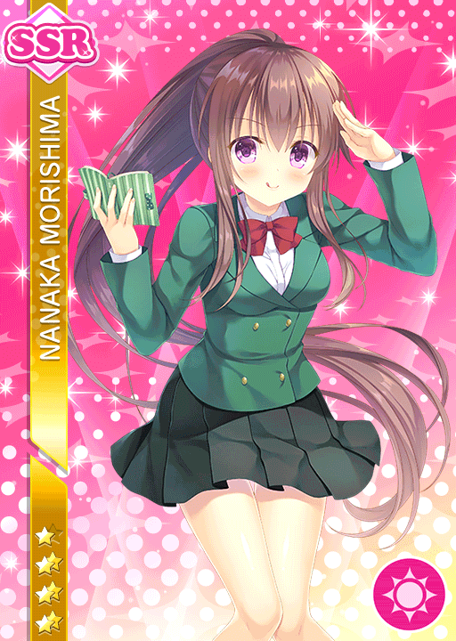 1girl :p black_skirt blazer bow bowtie breasts brown_hair buttons crossed_bangs double-breasted dress_shirt feet_out_of_frame green_jacket guest_art holding holding_notebook jacket long_hair looking_at_viewer love_live! love_live!_school_idol_festival medium_breasts miniskirt morishima_nanaka notebook official_art pink_background pleated_skirt purple_eyes red_bow red_bowtie salute school_uniform shirt sidelocks skirt solo takano_yuki_(allegro_mistic) tight_clothes tongue tongue_out v-shaped_eyebrows very_long_hair white_shirt