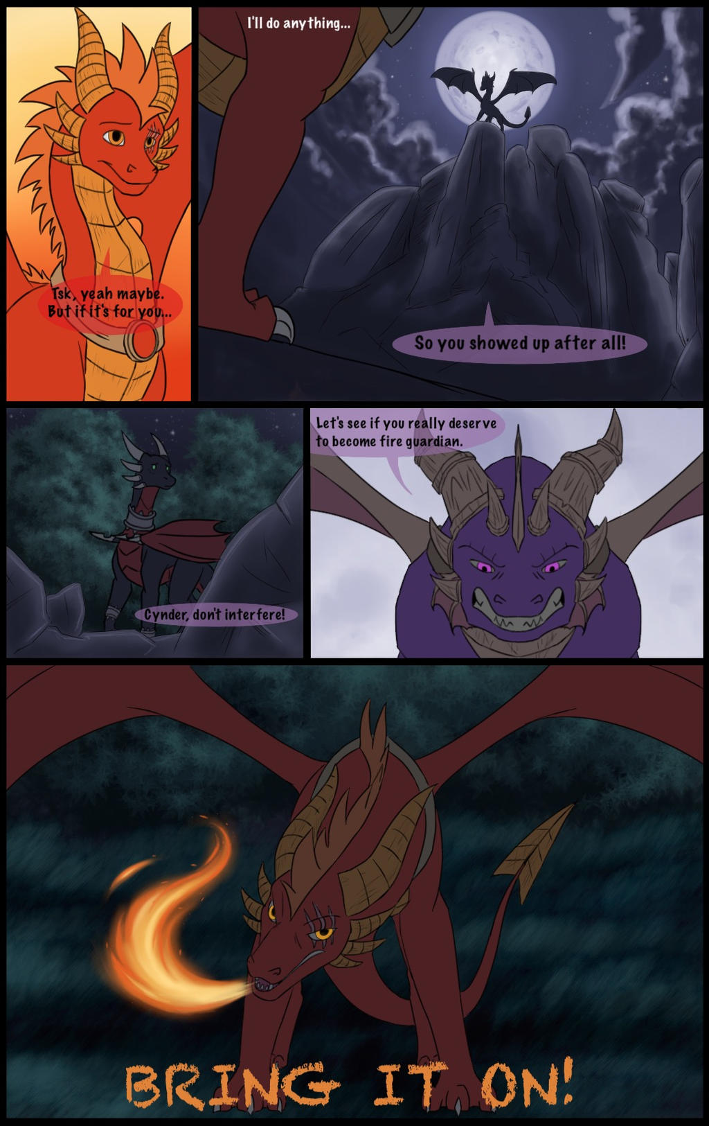 activision angry comic cynder dragon female feral fire flame_(spyro) group hi_res male moon mythological_creature mythological_scalie mythology scalie speech_bubble spyro spyro_the_dragon text the_legend_of_spyro trio xannador