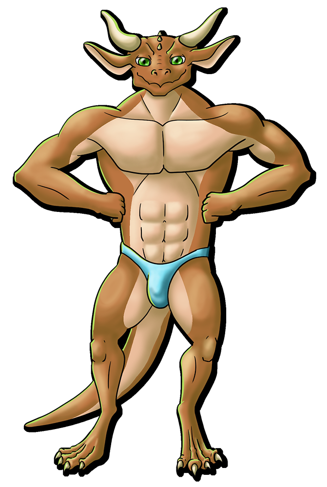 alpha_channel anthro border bulge clothing flexing horn kobold male muscular muscular_anthro muscular_male reptile scalie solo speedo swimwear transparent_border zirilon