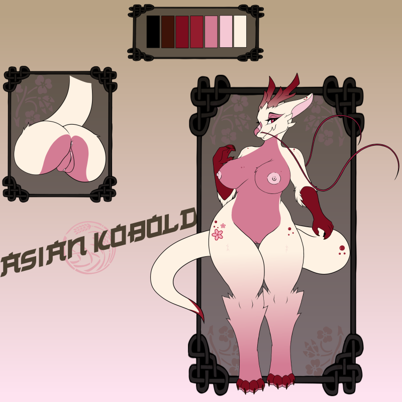 1:1 adoptables alonsoart anthro asian base big_breasts breasts design_(disambiguation) dragon eastern fantasy female huge_breasts kobold model_sheet mythical nazaki-cain non-mammal_breasts noodle sakura solo