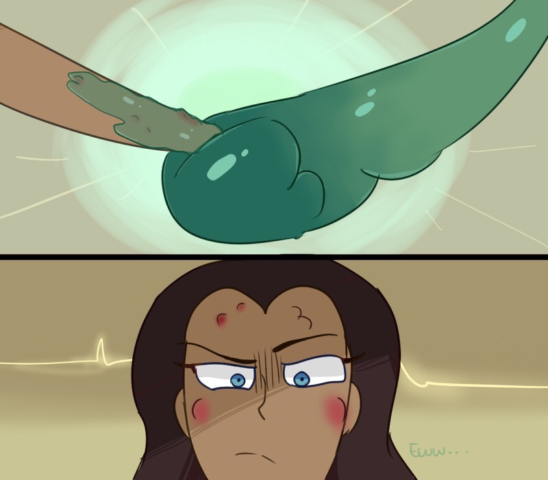 brown_body brown_skin celestebutterfly comic disney duo female goo_creature hair human mammal slime_(svtfoe) star_vs._the_forces_of_evil