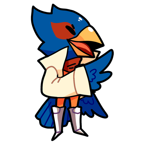 2017 alpha_channel anthro avian bandanna beak bird blue_body blue_feathers chibi eyes_closed falco_lombardi feathers kerchief laugh low_res lsdoiphin male nintendo open_mouth red_body red_feathers simple_background solo standing star_fox tongue transparent_background video_games