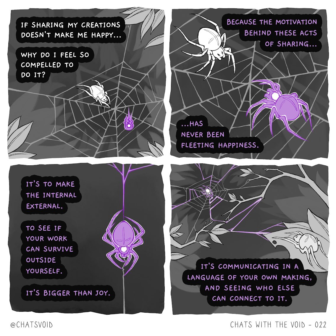 1:1 ambiguous_gender arachnid arthropod comic dialogue duo english_text feral forest leaf outside plant skullbird speech_bubble spider text tree web_(disambiguation)