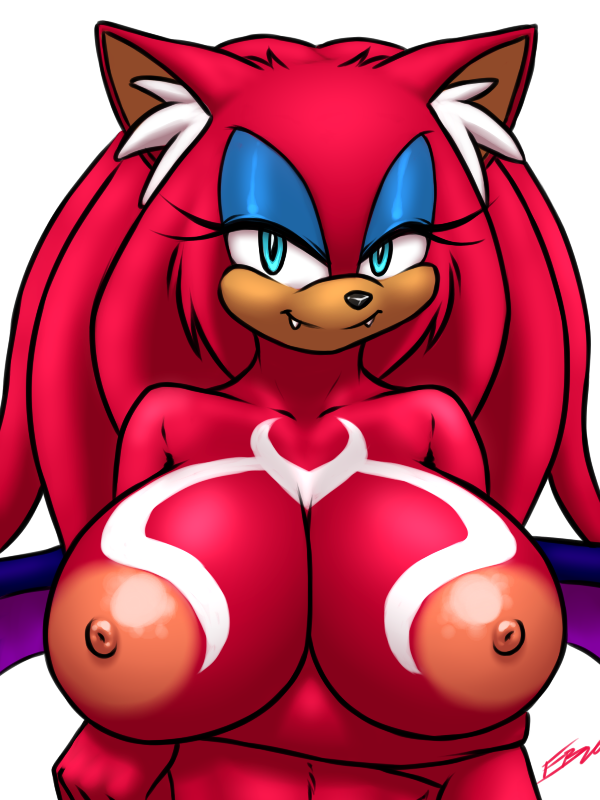 3:4 alpha_channel anthro areola big_areola big_breasts breasts bust_portrait crossed_arms echidna fan_character female furball_(artist) holding_breast huge_areola huge_breasts kimari mammal monotreme portrait solo sonic_the_hedgehog_(series)