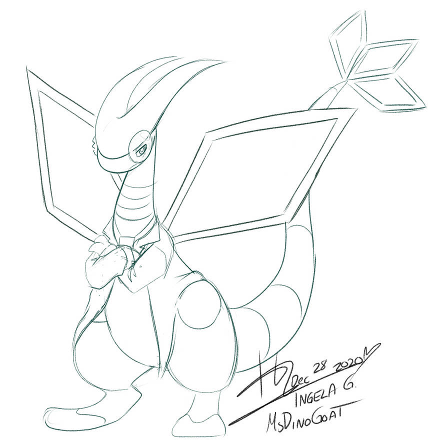 1:1 biped bottomless bottomless_female claws clothed clothing coat crossed_arms digital_media_(artwork) dinogoat doctor dragon fan_character female feral flygon friede_(flygon) horn id_card identification lab_coat lens membrane_(anatomy) membranous_wings monochrome nintendo pok&eacute;mon pok&eacute;mon_(species) raised_tail scalie scientist signature simple_background sketch solo spread_wings standing stripes topwear video_games wide_hips wings