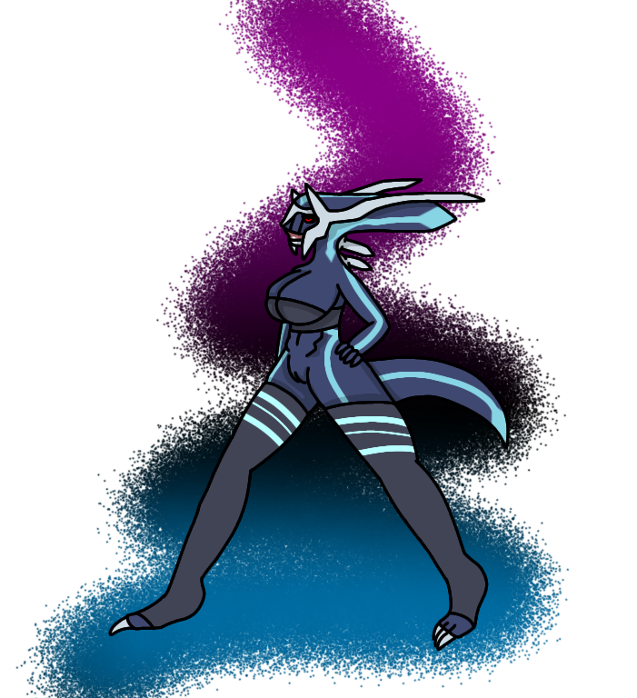 2021 alternate_version_at_source anthro black_sclera blue_body blue_skin clothed clothing dialga dragon female female_focus gradient_background legendary_pok&eacute;mon legwear looking_at_viewer multicolored_tail nintendo open_mouth partially_clothed pinup pok&eacute;mon pok&eacute;mon_(species) pose primaldialga1992 simple_background solo spread_legs spreading stockings video_games