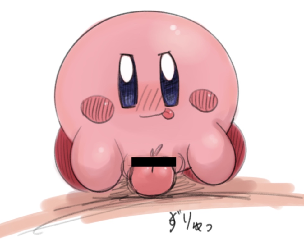 ambiguous_gender blue_eyes blush censored duo first_person_view grinding human human_on_waddling_head kirby kirby_(series) larger_male leg_markings looking_at_viewer male male/ambiguous male_pov mammal markings nintendo pink_body poi_(artist) red_markings size_difference smaller_ambiguous socks_(marking) straddling tongue tongue_out video_games waddling_head