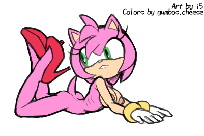 amy_rose anthro areola breasts butt eulipotyphlan female hedgehog high_heels is_(artist) looking_back low_res mammal nude solo sonic_the_hedgehog_(series)