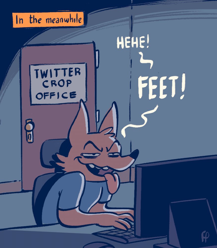 anthro canid canine clothed clothing dark_room desktop digital_media_(artwork) english_text eyebrows fox fox-pop fur grin horny_jail keyboard male mammal narrowed_eyes office open_mouth orange_body orange_fur sitting smile snaggle_tooth solo squint text tongue tongue_out topwear twitter typing