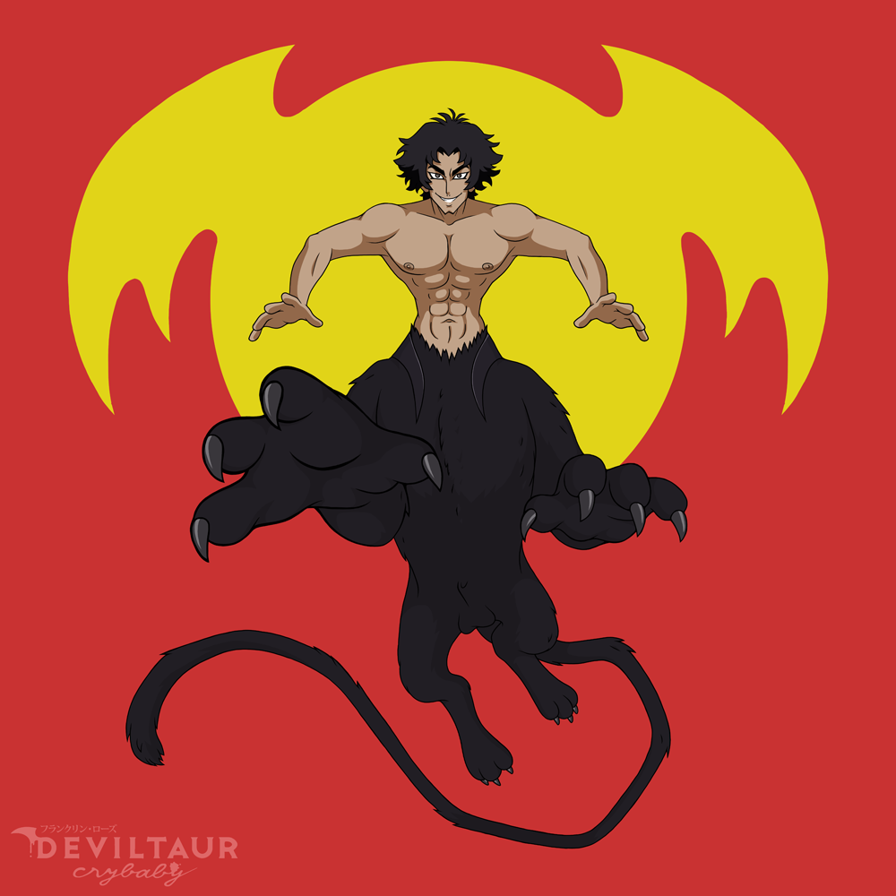 abs akira_fudo_(devilman) animal_genitalia balls claws devilman_(character) devilman_(series) devilman_crybaby felid felid_taur feline frankly-art genitals hair lunge male mammal mammal_taur nipples paws pecs sheath smile solo taur