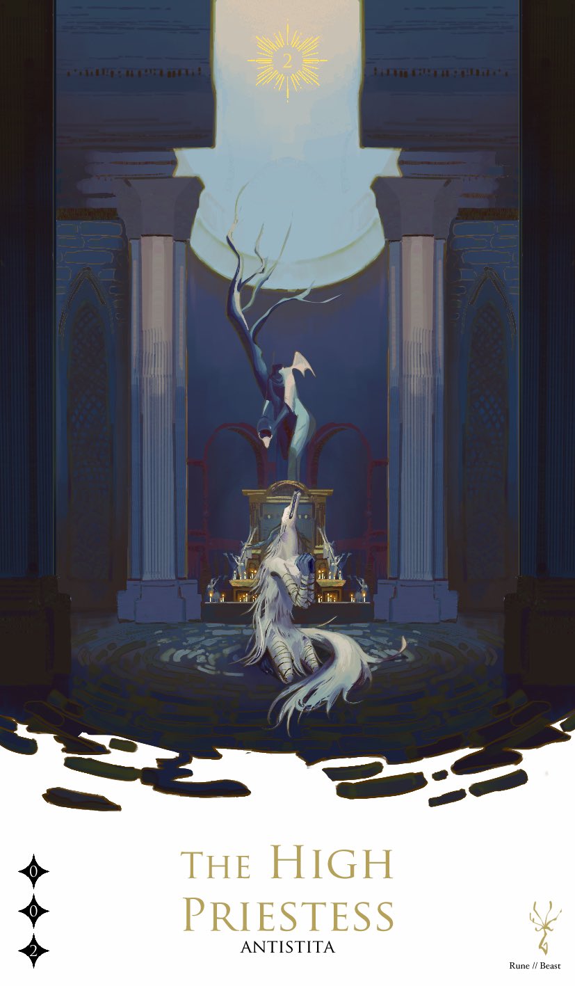 1girl bandaged_arm bandaged_leg bandages bloodborne bucket candle english_text frozensoba hands_clasped highres horns kneeling light long_hair looking_up monster number own_hands_together solo statue tail tree vicar_amelia white_fur