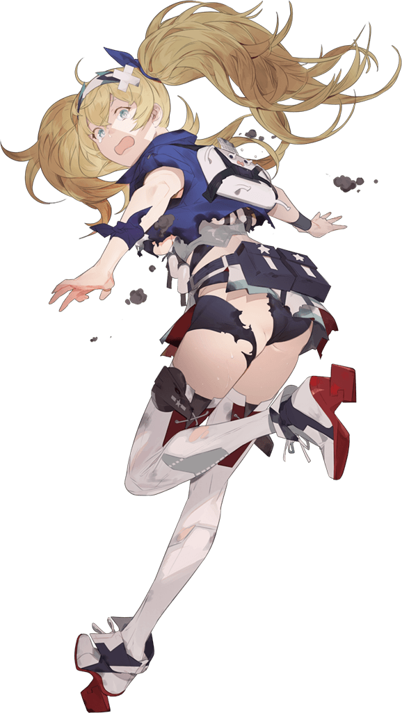 1girl akira_(kadokawa) belt blonde_hair blue_eyes breast_pocket breasts collared_shirt full_body gambier_bay_(kancolle) hairband kantai_collection large_breasts official_art pocket remodel_(kantai_collection) shirt tears torn_clothes transparent_background twintails white_legwear