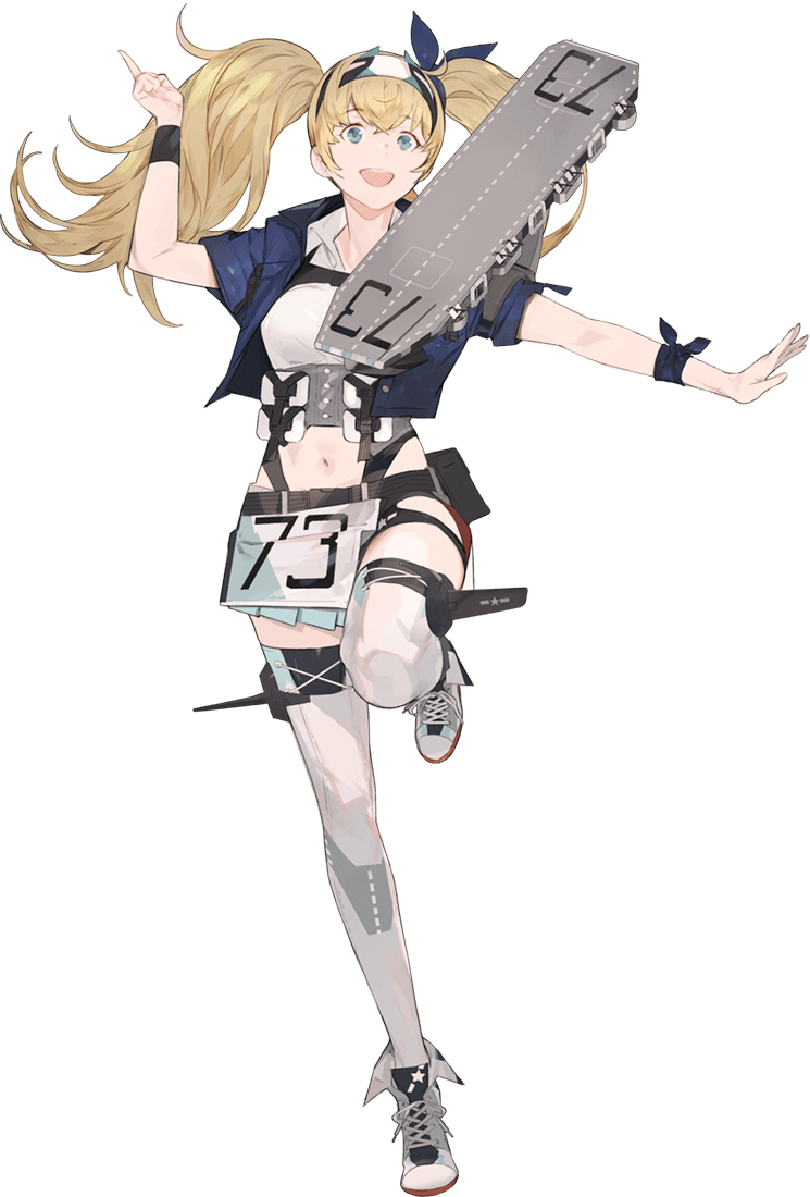 1girl akira_(kadokawa) belt blonde_hair blue_eyes breast_pocket breasts collared_shirt flight_deck full_body gambier_bay_(kancolle) hairband kantai_collection large_breasts official_art pocket remodel_(kantai_collection) shirt smile transparent_background twintails white_legwear