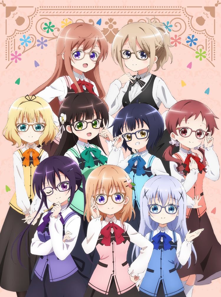 6+girls aoyama_blue_mountain bespectacled black_legwear black_neckwear black_skirt black_vest blonde_hair blue_eyes blue_neckwear blue_vest brown_hair closed_mouth commentary_request eyebrows_visible_through_hair flower glasses gochuumon_wa_usagi_desu_ka? green_eyes green_neckwear green_vest grey_eyes hair_flower hair_ornament hoto_cocoa hoto_mocha jouga_maya kafuu_chino kirima_sharo light_blue_hair light_brown_hair long_skirt long_sleeves looking_at_viewer multiple_girls natsu_megumi one_eye_closed open_mouth orange_neckwear pink_eyes pink_vest purple_eyes purple_neckwear purple_vest rabbit_house_uniform red_eyes red_hair red_neckwear sakamon_0704 skirt socks tedeza_rize ujimatsu_chiya vest white_legwear yellow_eyes yellow_neckwear yellow_vest