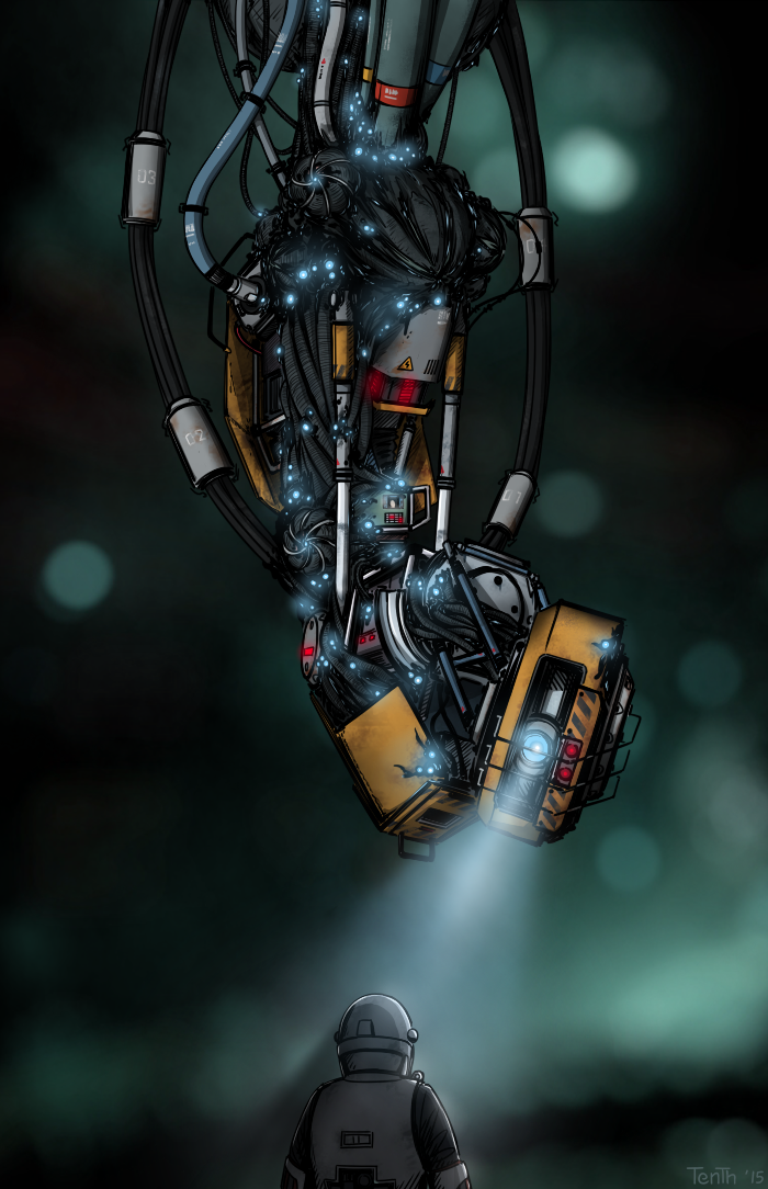 alternate_color cable crossover glados no_humans one-eyed onion-oni portal_(series) robot simon_jarret soma_(frictional_games) tagme