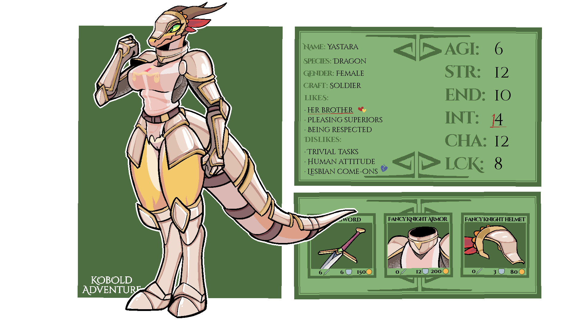 &lt;3 16:9 alpha_channel anthro armor bottomless breasts chainmail clothed clothing dragon english_text female genitals headgear helmet hi_res horn knight kobold_adventure model_sheet pussy quitetricky scalie simple_background solo story story_in_description text video_games warrior widescreen yastara_(kobold_adventure) yellow_body