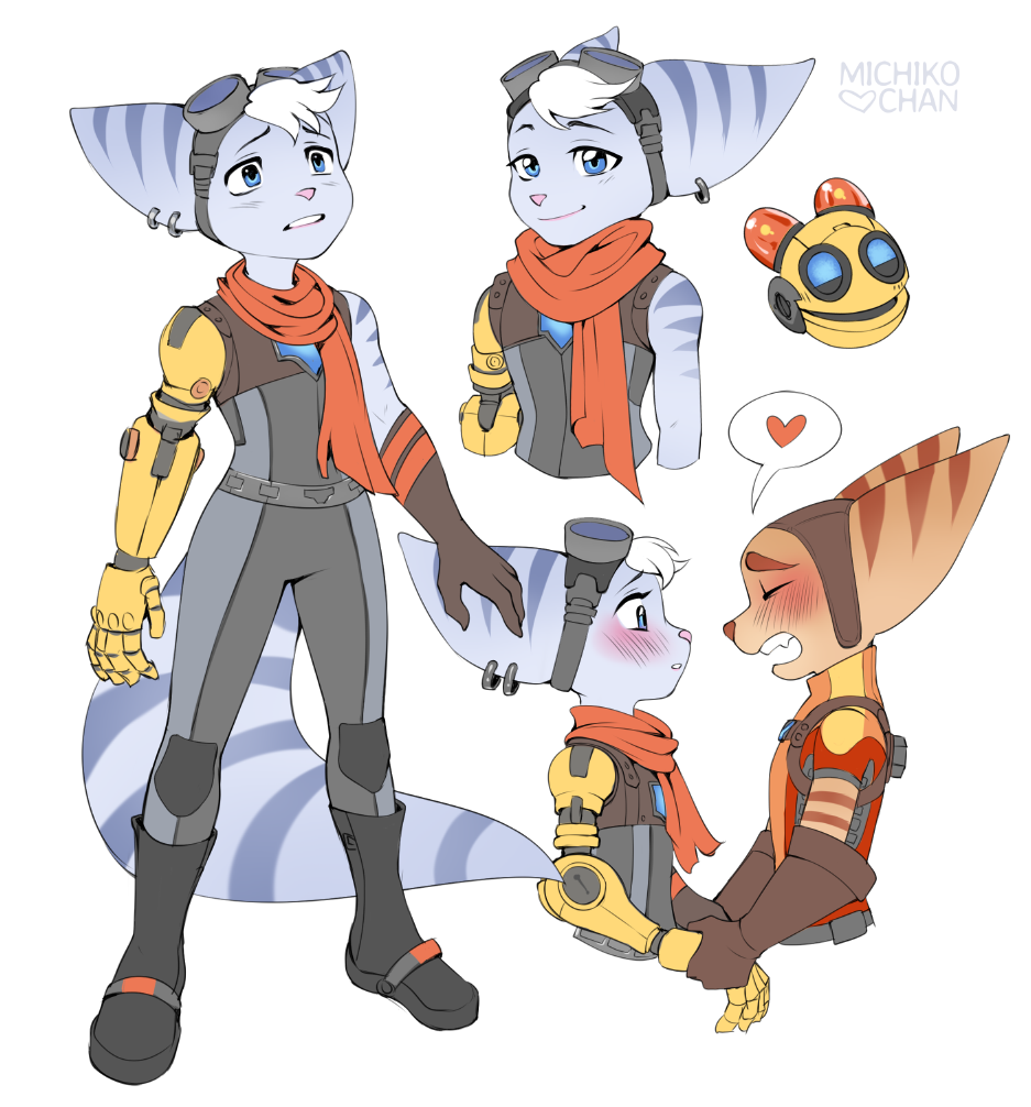 anthro blush clothed clothing duo ear_piercing eyewear female fur goggles goggles_on_head hair hand_holding kit_(ratchet_and_clank) lombax male mammal michikochan piercing ratchet ratchet_and_clank rivet_(ratchet_and_clank) romantic romantic_ambiance romantic_couple sketch sketch_page smile sony_corporation sony_interactive_entertainment video_games