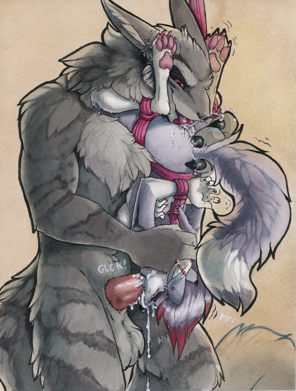 2021 5_fingers 69_position anthro anthro_on_anthro anthro_penetrated anthro_penetrating anthro_penetrating_anthro balls bfct biped bound canid canine chest_tuft duo ear_piercing female female_penetrated fingers fluffy fluffy_tail fur genitals grey_body grey_fur hi_res industrial_piercing interspecies male male/female male_penetrating male_penetrating_female mammal oral painting_(artwork) pawpads paws penetration piercing pink_pawpads red_eyes ruaidri sex simple_background smile standing standing_69 standing_sex syandene traditional_media_(artwork) tuft watercolor_(artwork)