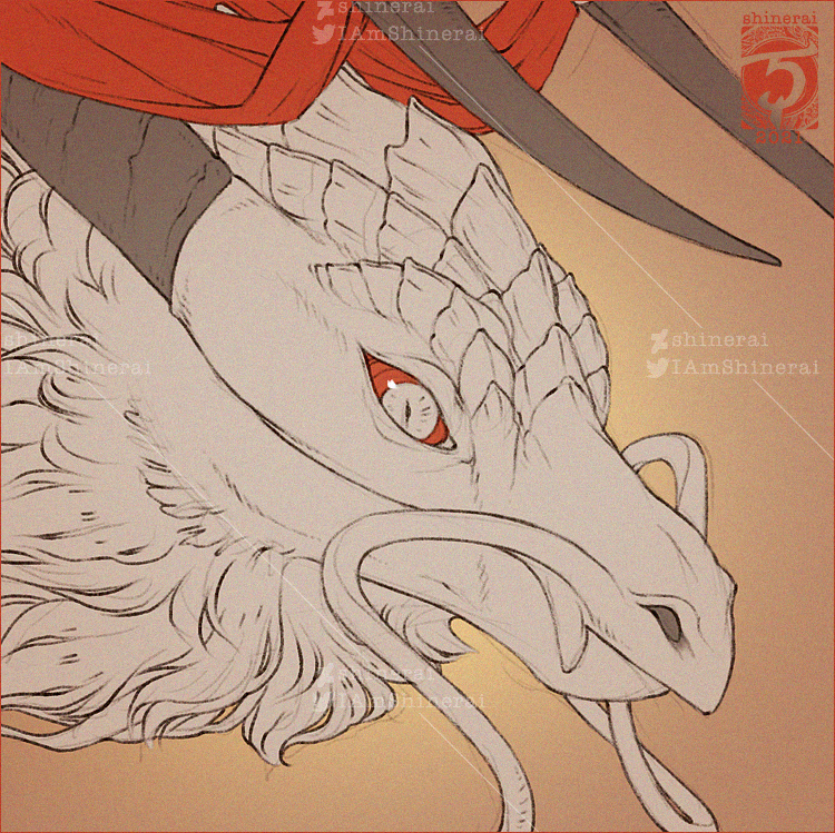 2021 digital_media_(artwork) dragon fur furred_dragon headshot_portrait horn portrait shinerai white_eyes
