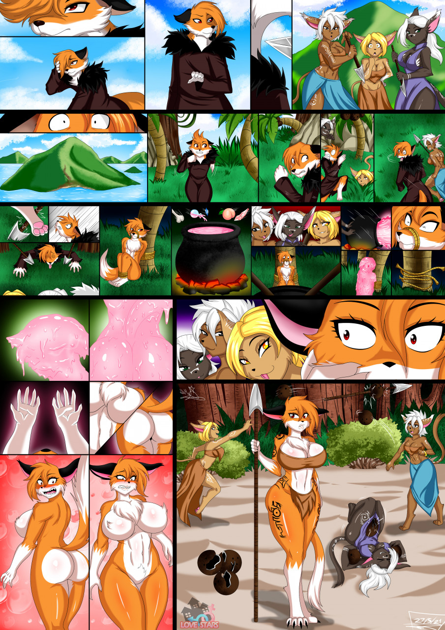 anthro basitin big_breasts big_butt black_body black_fur blep blonde_hair blush bound breasts brown_body brown_fur butt canid canine carver_(twokinds) cauldron cleavage clothed clothing coconut comic crossgender cute_expression digitigrade dipstick_tail drupe_(fruit) featureless_breasts featureless_crotch female fleeing food fox fruit fur gender_transformation group hair hi_res keidran male mammal markings melee_weapon mtf_crossgender mtf_transformation multicolored_body multicolored_fur multicolored_tail nude orange_body orange_fur pain pawpads plant polearm pose raidon_world18 rope sibling sister sisters spear species_transformation thick_thighs tongue tongue_out transformation tribal_markings two_tone_body two_tone_fur twokinds weapon webcomic white_body white_fur white_hair wide_hips