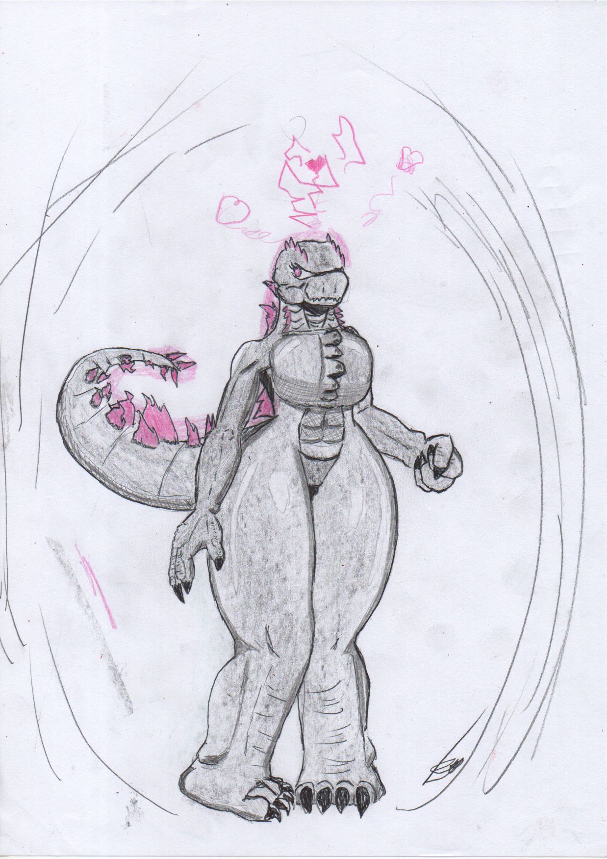 anthro curvy_figure female godzilla_(series) hi_res hourglass_figure kaiju lizard reptile scalie sofn54 solo thick_thighs toho