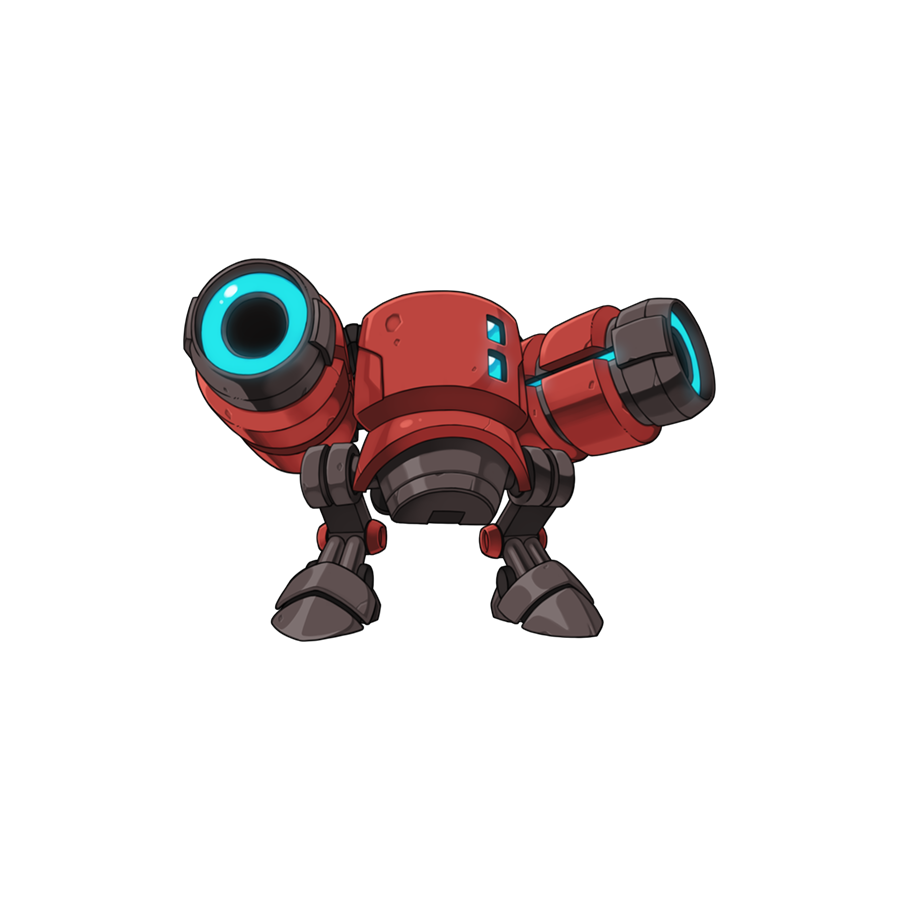 attack_machine cannon chibi full_body mecha no_humans official_art ragnarok_online robot simple_background solo transparent_background walker_(robot) yuichirou