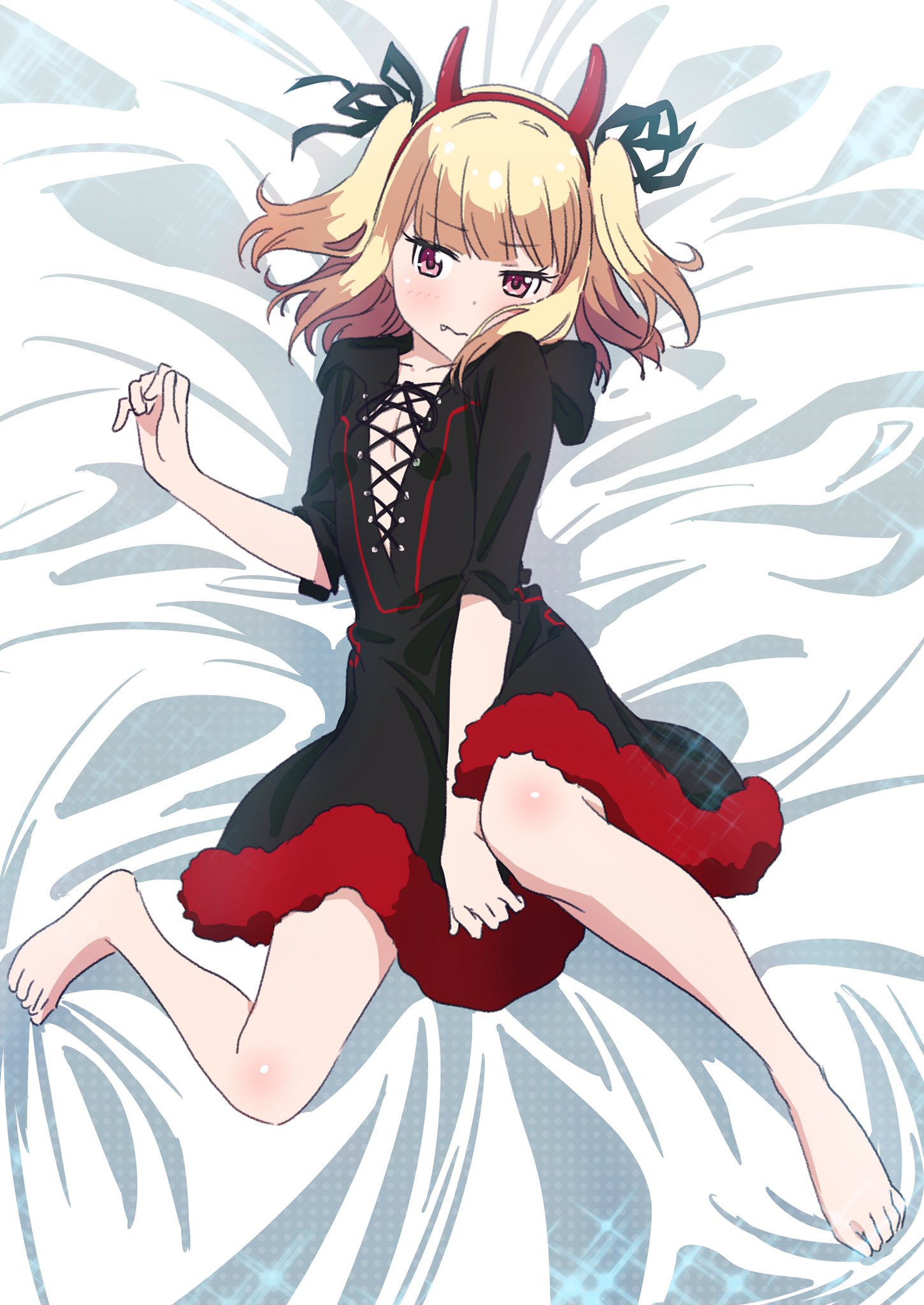 dakimakura dress horns iijima_yun makicha new_game! no_bra skirt_lift