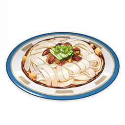 artist_request celery cold_noodles_with_mountain_delicacies_(genshin_impact) commentary english_commentary food food_focus genshin_impact lowres meat no_humans noodles official_art plate still_life third-party_source transparent_background