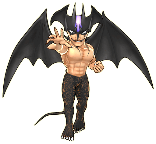 1boy 3d abs chibi clenched_hand demon_tail demon_wings devilman devilman_(character) fangs head_wings official_art open_hand shirtless smile solo super_robot_wars super_robot_wars_dd tail transparent_background white_eyes wings