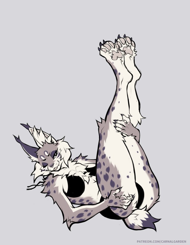 2021 anthro blep clothed clothing digital_media_(artwork) falvie felid feline female fur grey_background grey_body grey_fur looking_at_viewer lying lynx mammal on_back one_eye_closed simple_background solo spots spotted_body spotted_fur text tongue tongue_out url white_body white_fur wink