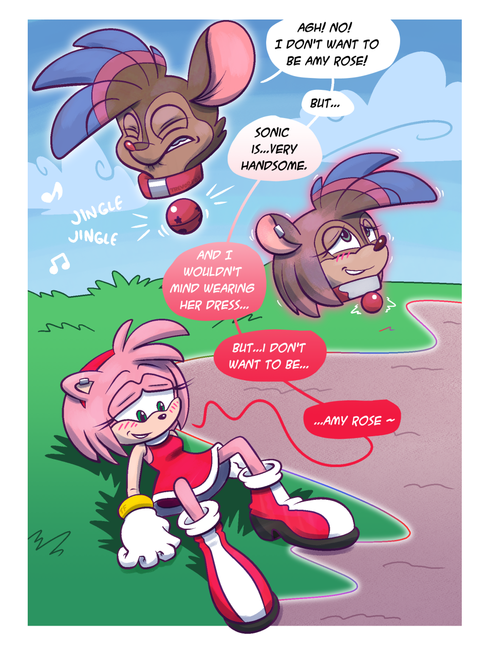 amy_rose bell bell_collar collar dialogue eulipotyphlan female gender_transformation hedgehog hi_res mammal mouse mtf_transformation murid murine rodent sega sonic_the_hedgehog_(series) text tf_into_fictional_character transformation trevor-fox trevor-fox_(character)
