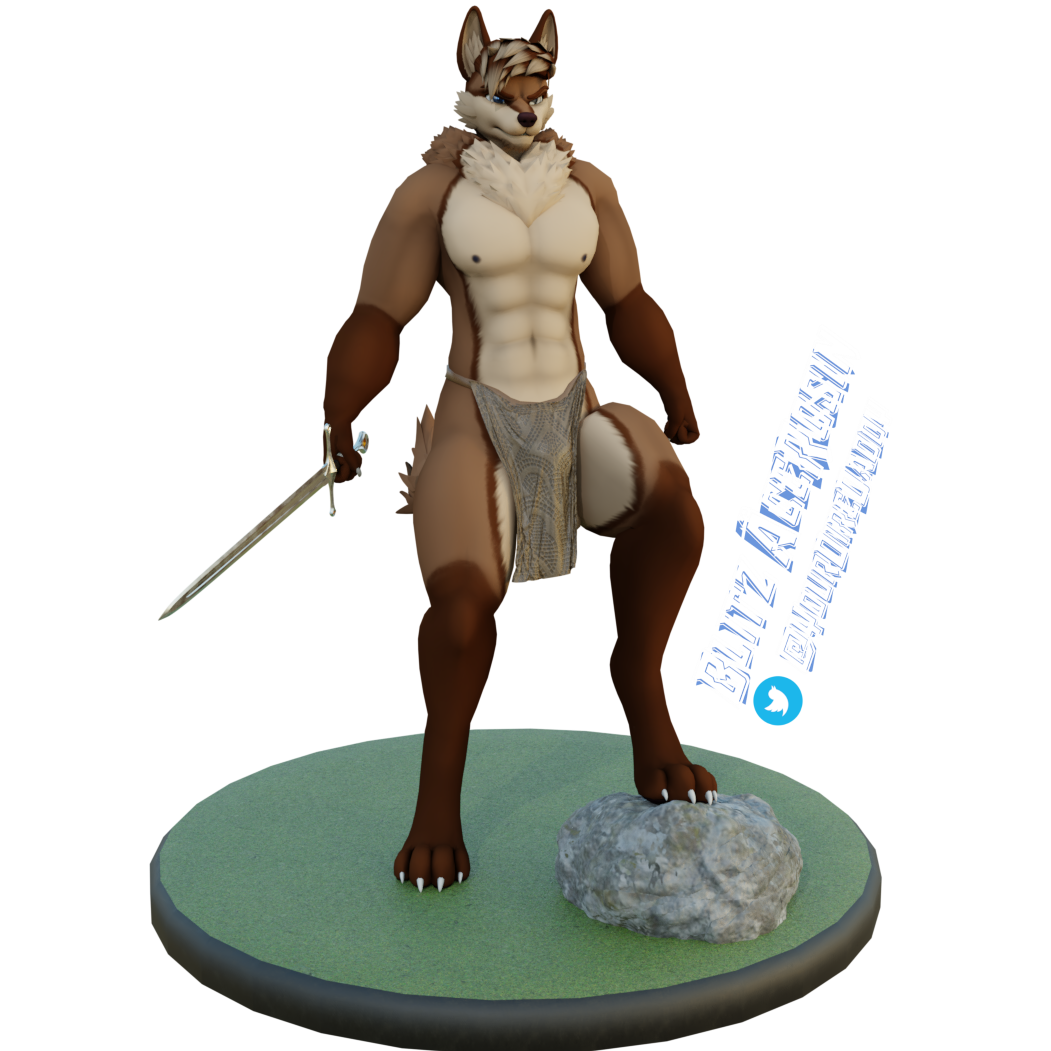 1:1 3d_(artwork) alpha_channel anthro blender_(software) blitz_acerosin blitz_acerosin_(character) bottomwear canid canine canis clothing digital_media_(artwork) dire_wolf loincloth loincloth_only male mammal melee_weapon solo sword weapon