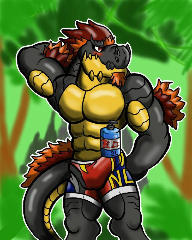 4:5 anthro bulge dinosaur feathered_dinosaur feathers male meme renyarb reptile scalie shampoo_challenge solo wrestling