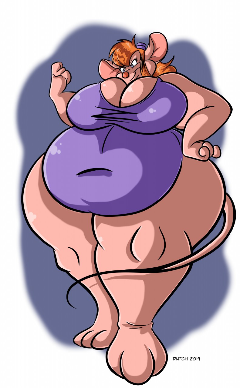 anthro breasts chip_'n_dale_rescue_rangers cleavage clothed clothing disney dutch_(artist) female gadget_hackwrench hi_res mammal mouse murid murine obese overweight rodent solo