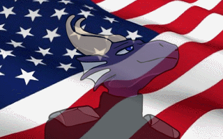 16:10 2021 animated armor bedsheetwalking blue_eyes clothed clothing dragon flag_background horn low_res male military_uniform pollard purple_body short_playtime spaulders stars_and_stripes translucent uniform united_states_of_america widescreen