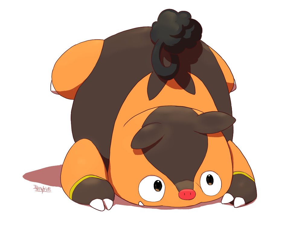 anthro ass_up domestic_pig hijirinoyuta humor jack-o'_pose male mammal nintendo orange_body overweight pignite pok&eacute;mon pok&eacute;mon_(species) pose solo suid suina sus_(pig) video_games you_tried