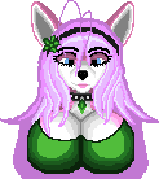 accessory ahoge alpha_channel anthro blue_eyes breasts canid canine choker clothed clothing digital_media_(artwork) female fur hair headband jewelry lips lipstick makeup mammal mariah_veiethe necklace purple_hair sapphirecoyote solo