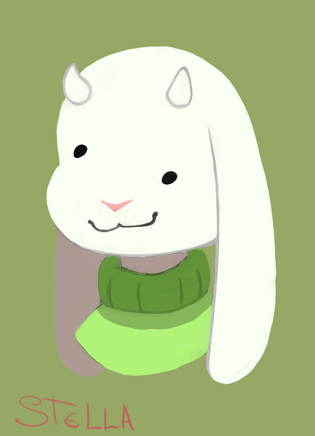:3 anthro asriel_dreemurr boss_monster bovid caprine clothed clothing cute_expression cute_eyes cute_face derp_eyes goat hi_res male mammal simple_background solo stelladoesart undertale video_games young