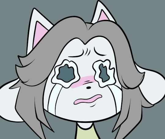 2_frame_animation animated bodily_fluids canid canine clothed clothing crying felid feline hair mammal short_playtime simple_background tears tem temmie_(undertale) topwear undertale video_games white_body