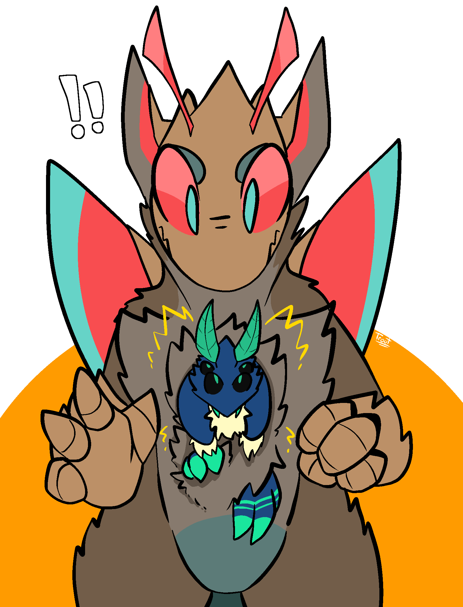 4_eyes 4_fingers alpha_channel ambiguous_gender antennae_(anatomy) anthro arthropod black_eyes blue_body blue_fur blue_pupils brown_body brown_fur celah_(abonshell) duo fingers fluffy fur green_pupils hi_res insect lepidopteran moth multi_eye pupils red_eyes surprise trout_(artist) wings