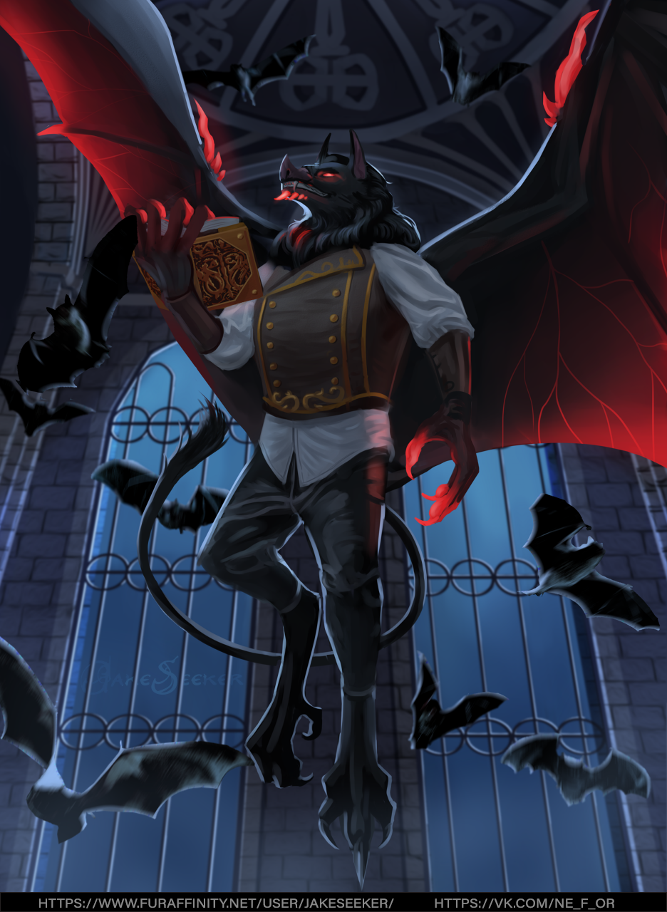 anthro book canid canine canis chiropteran claws clothed clothing detailed_background fangs fantasy fingers flying glowing glowing_eyes glowing_wings hair hi_res holding_object invalid_tag jakeseeker leather leather_clothing looking_at_viewer male mammal medieval medieval_clothing solo teeth vampire window wings wolf