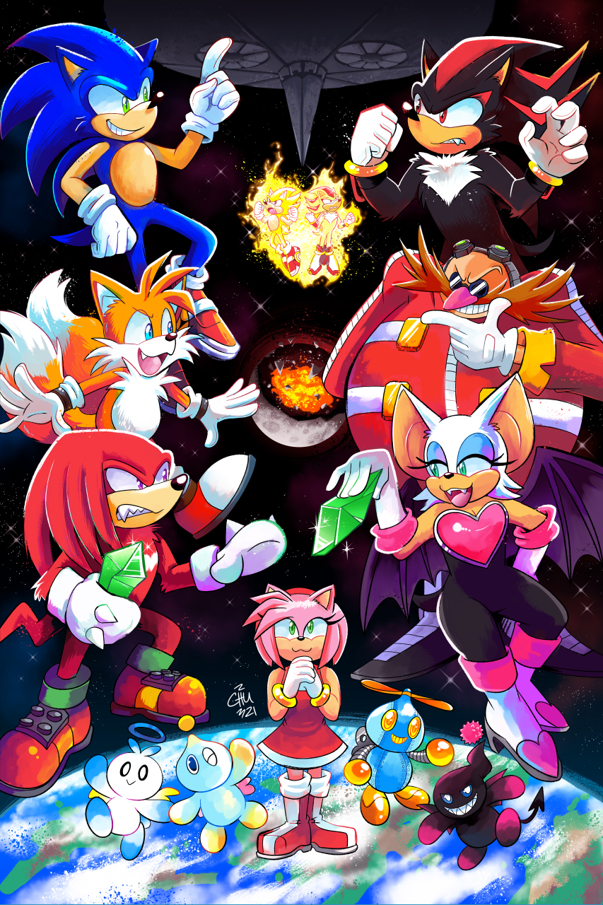 ambiguous_gender amy_rose anthro aura blue_eyes boots canid canine chao_(sonic) chiropteran clothing dipstick_tail dr._eggman echidna eulipotyphlan eyewear facial_hair female footwear fox fur gem glasses gloves green_eyes group handwear hedgehog hi_res human knuckles_the_echidna male mammal membrane_(anatomy) membranous_wings miles_prower monotreme multicolored_tail omochao open_mouth planet purple_eyes rouge_the_bat sega shadow_the_hedgehog signature sonic_the_hedgehog sonic_the_hedgehog_(series) space super_shadow super_sonic teeth the-chu tuft video_games wings