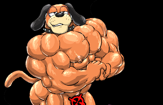14:9 anthro bedroom_eyes big_muscles butt canid canine canis collar dirty-canvas domestic_dog duck_hunt duck_hunt_dog huge_muscles male mammal muscular narrowed_eyes nintendo nipples reticle seductive solo video_games