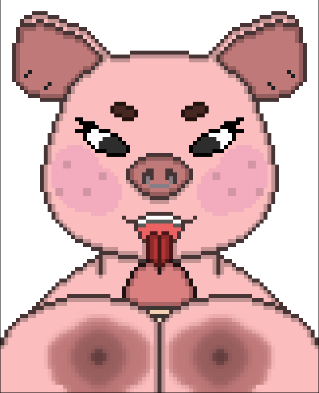 anthro breast_play breasts digital_media_(artwork) domestic_pig duo ear_piercing facial_piercing female female_focus freckles licking male male/female mammal nose_piercing nose_ring piercing pink_body pink_skin pixel_(artwork) riquediaz sex suid suina sus_(pig) titfuck tongue tongue_out