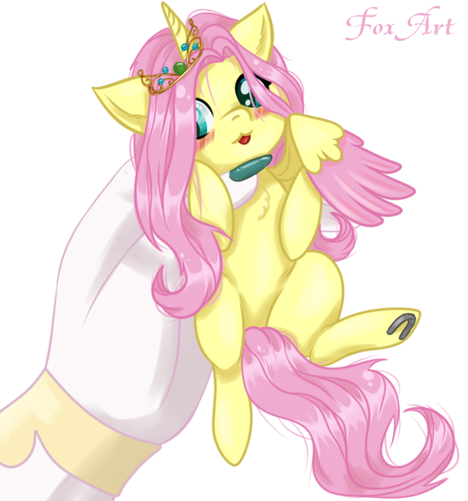 alpha_channel alternate_form alternate_hairstyle alternate_universe anthro crown doll duo equid equine female female/female fluttershy_(mlp) fox_art friendship_is_magic hasbro horn horse mammal my_little_pony pony princess_celestia_(mlp) princess_fluttershy story_at_source tiara two_tone_wings winged_unicorn wings ych_result