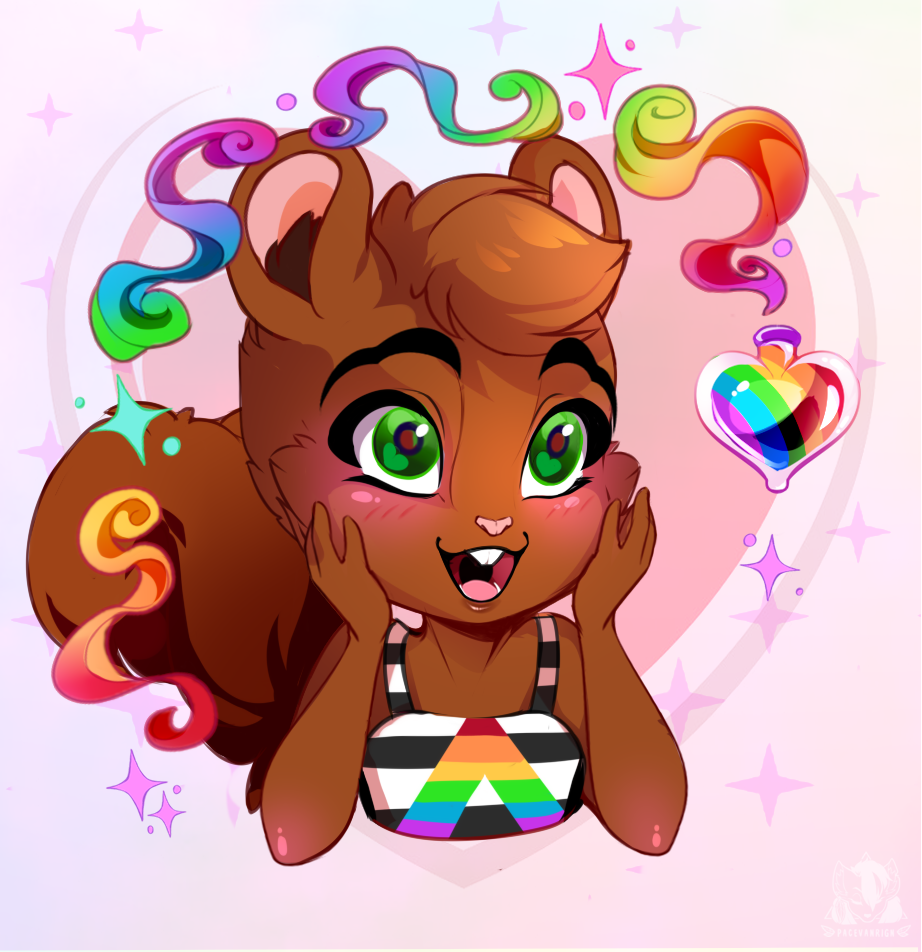 balros_(echoen) brown_body brown_fur cel_shading clothing fur green_eyes lgbt_pride male mammal pacevanrign pride_color_clothing pride_color_topwear pride_colors rodent sciurid shaded solo straight_ally_colors straight_pride_colors topwear