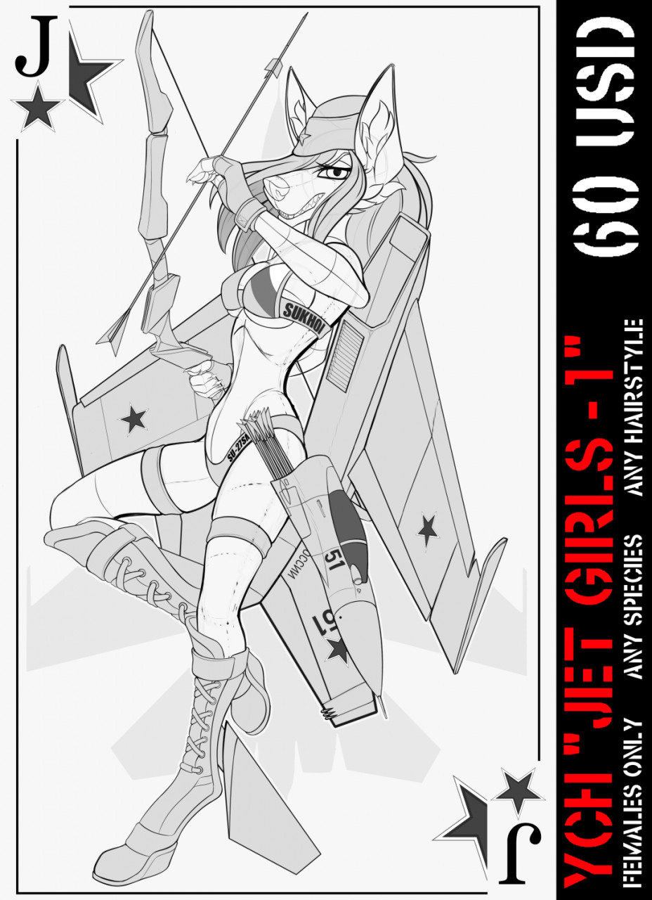 2021 advertisement anthro arrow bow_(weapon) breasts canid canine card clothed clothing digital_media_(artwork) feet female fingers hair hi_res inner_ear_fluff looking_at_viewer mammal playing_card quiver ranged_weapon solo su-27 sukhoi tales_foxdale toes tuft weapon