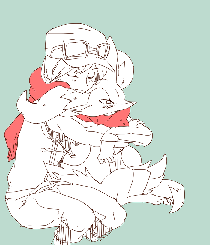 ambiguous_gender anthro arms_together blush blush_lines bonding braixen calem_(pok&eacute;mon) canid canine duo fox frown hug hugging_from_behind human larger_human larger_male legs_together looking_away male mammal narrowed_eyes nintendo partially_colored pok&eacute;mon pok&eacute;mon_(species) scarf shared_clothing shared_scarf simple_background sitting sitting_together size_difference sketch smaller_ambiguous smaller_anthro stare tattanbu video_games