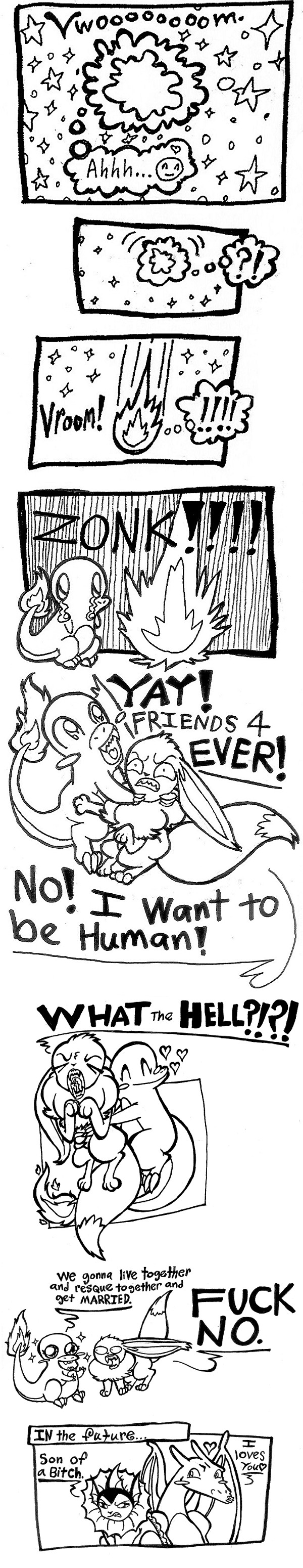 absurd_res better_version_at_source black_and_white charmander comic duo eevee english_text female feral hi_res long_image male meteorite monochrome nintendo pok&eacute;mon pok&eacute;mon_(species) pok&eacute;mon_mystery_dungeon profanity simple_background tall_image text video_games votm white_background zamzi_(votm) zev_(votm)