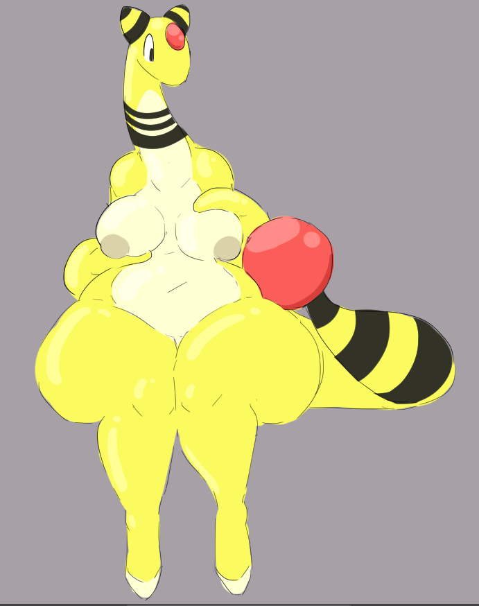 2021 ampharos anthro breasts colored_sketch curvy_figure female front_view full-length_portrait grey_background hand_on_breast nintendo nude onetiredbear overweight overweight_female pok&eacute;mon pok&eacute;mon_(species) portrait simple_background sitting solo thick_thighs video_games wide_hips yellow_body